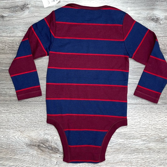 NWT Old Navy Striped Onesie Bodysuit 18-24 Months Blue Maroon - Picture 9 of 10